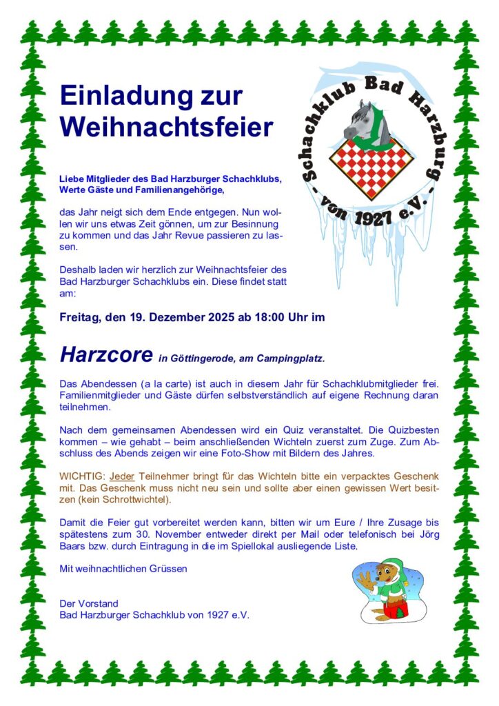 Einladung zur Weihnachtsfeier